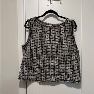 Max Studio Black and White Textured Tank Top